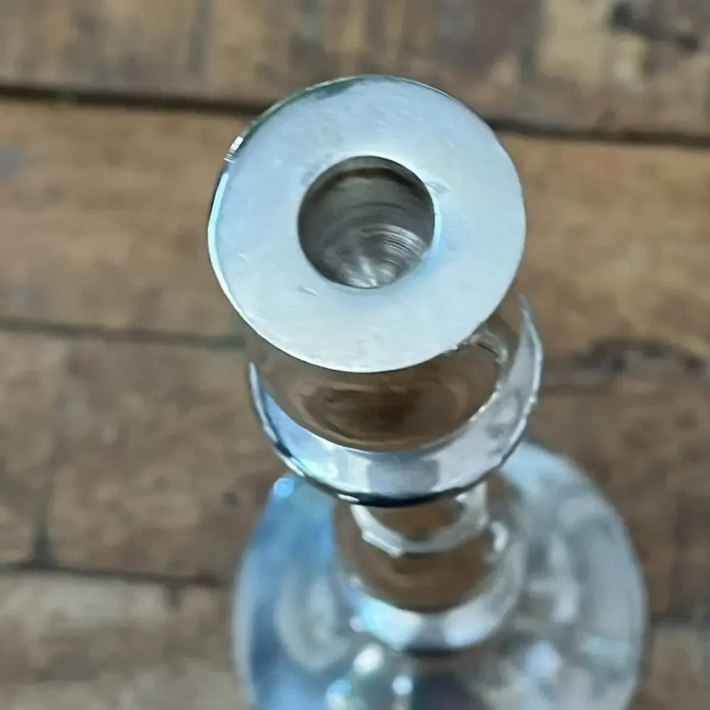 Silver-Plated Fluted Candleholders Set of 2 8.5